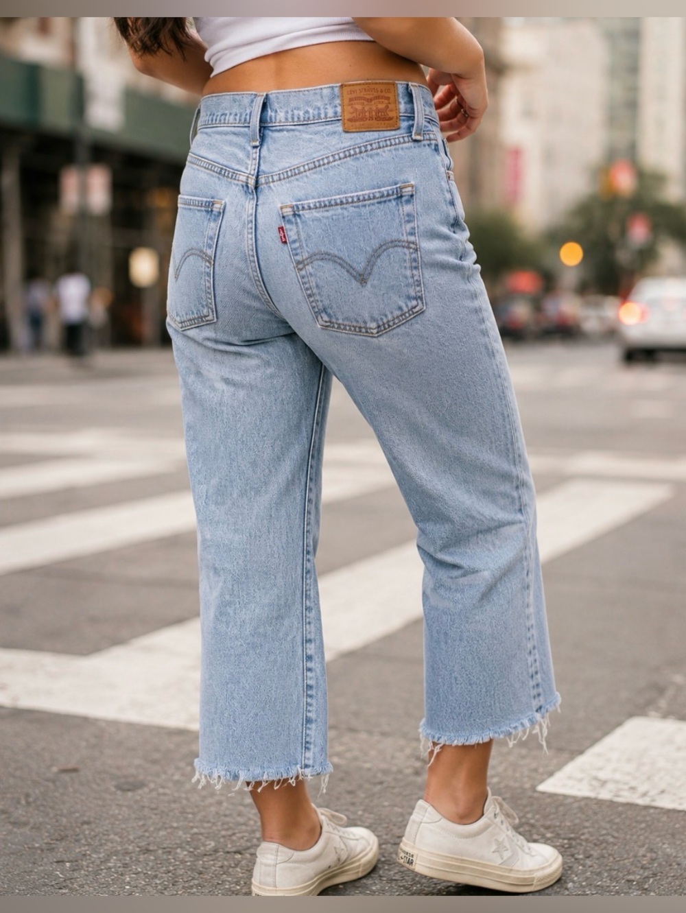 Levi's Light Blue Ankle Crop Jeans with Raw Hem